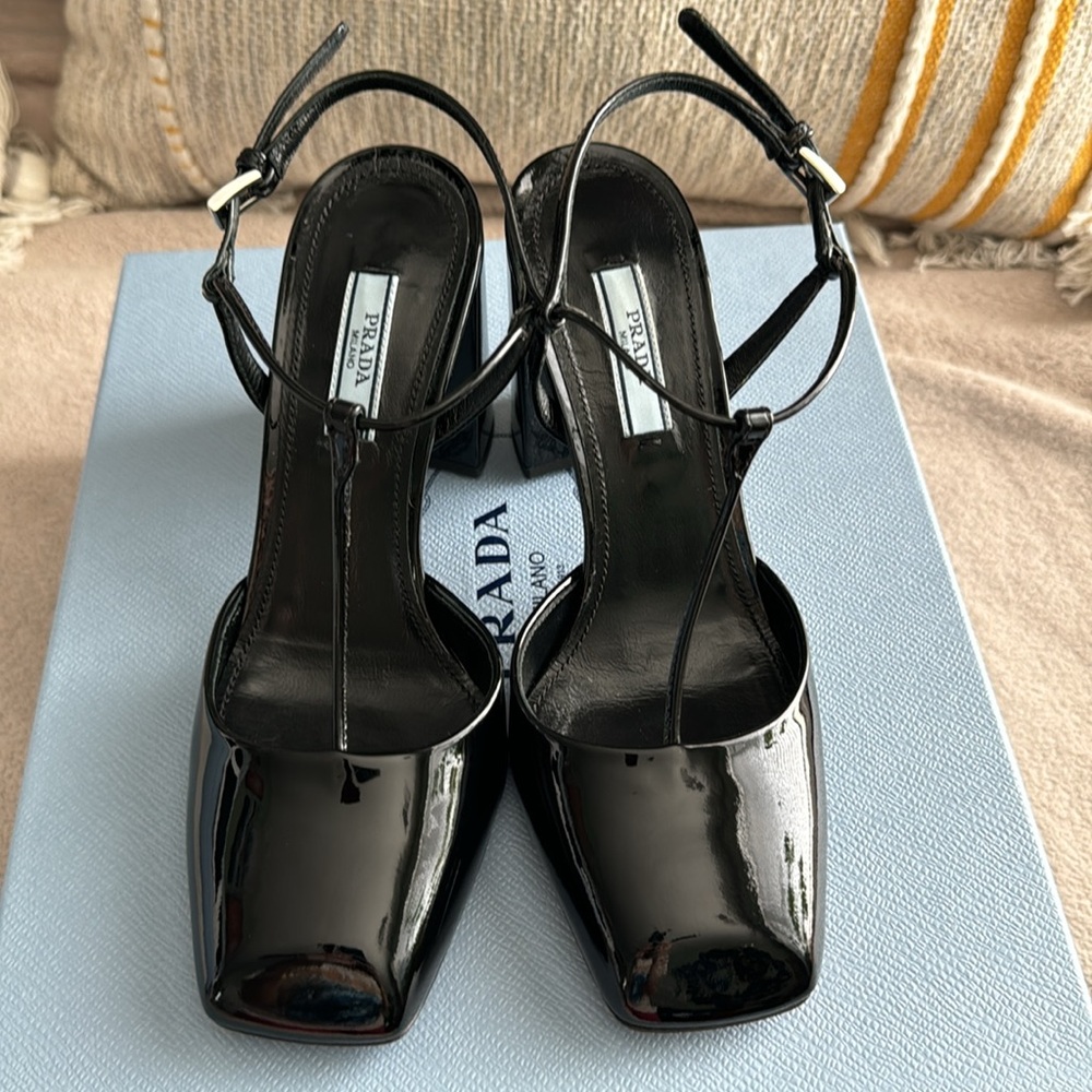 PRADA Slingback Pumps Black Patent Size 36 - Picture 7 of 12
